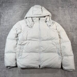 OVO Jacket Mens Small White Puffer Detachable Hood Streetwear Winter Coat